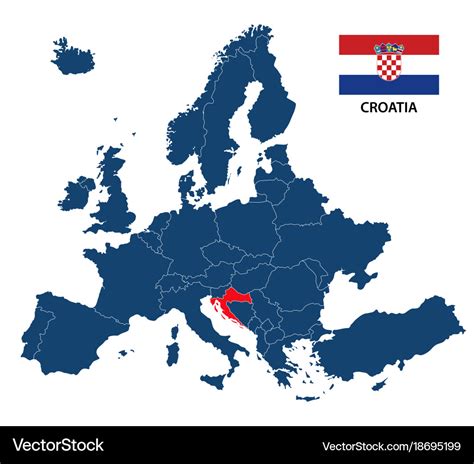 Map of europe with highlighted croatia Royalty Free Vector