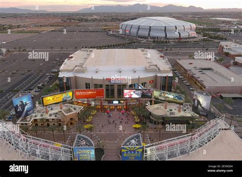 An aerial view of the Gila River Arena and State Farm Stadium, Tuesday ...