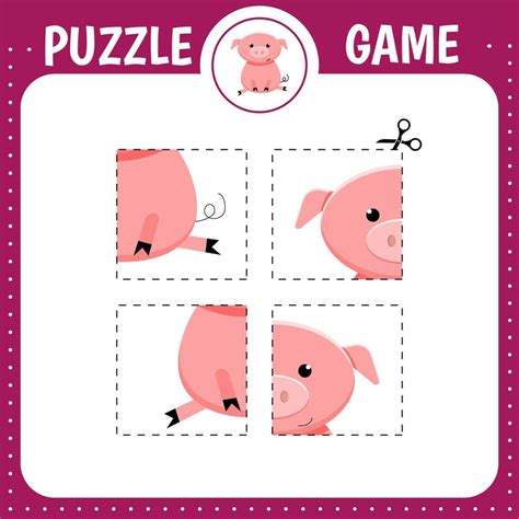 Puzzle game for kids. Pig 7178784 Vector Art at Vecteezy