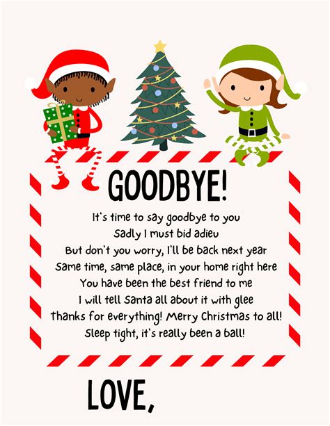 Free Printable Elf on the Shelf Goodbye Letters Christmas Activities ...