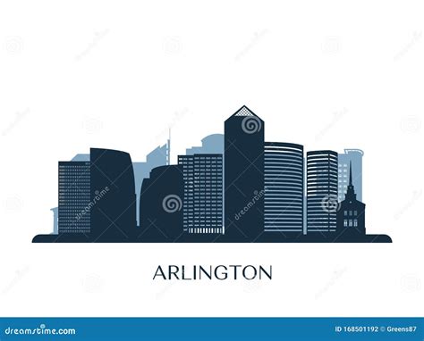 Arlington, Virginia Skyline, Monochrome Silhouette. Stock Vector ...