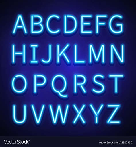 Glowing neon lights signs typeset letters Vector Image