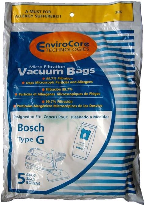 Amazon.com: Bosch Allergy TYPE G Canister Vacuum Bags : Home & Kitchen