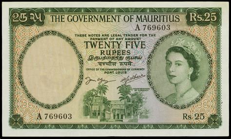 Mauritius 25 Rupees banknote 1954 Queen Elizabeth II|World Banknotes & Coins Pictures | Old ...