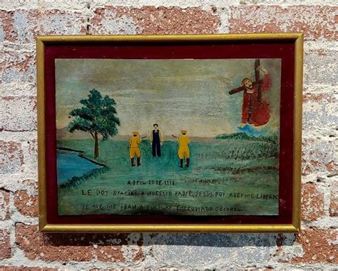 Mexican Revolution Folk Art 1918 Saved From The Firing Squad Oil Painting