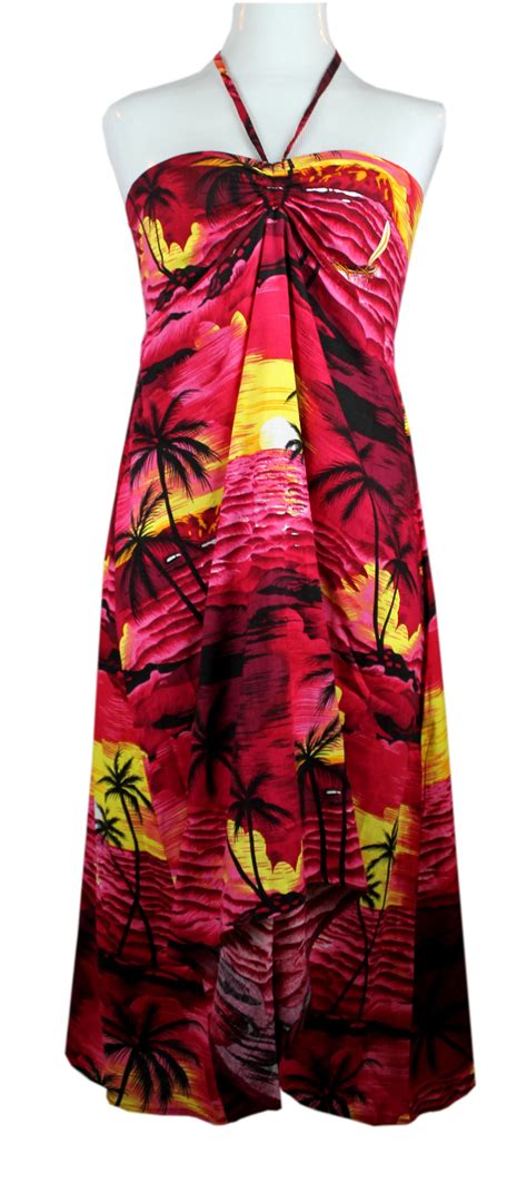 Hawaiian Dress Butterfly Dress Luau Dress in Red Sunset - Walmart.com