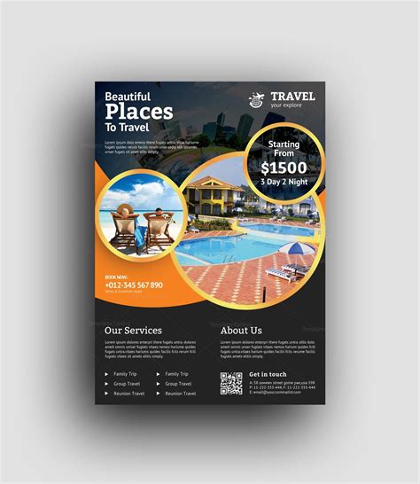 Premium Travel Agency Flyer Design Template 001480 - Template Catalog