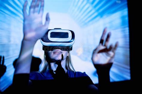 Playing Virtual Game in VR Goggles Stock Photo - Image of futuristic ...