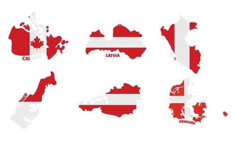 Set of colored country maps with its flags Vector 28154988 Vector Art ...