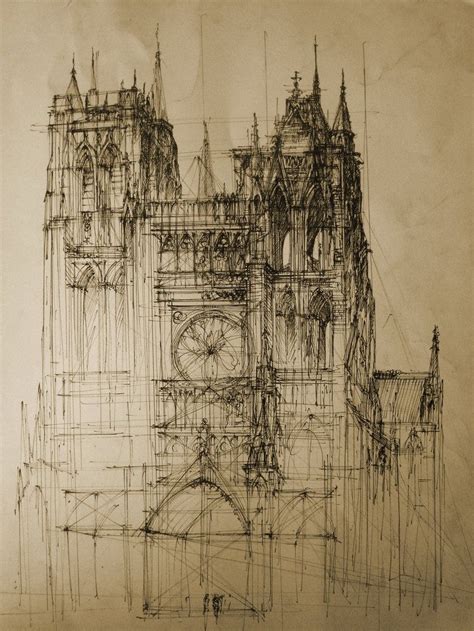 Gothic Cathedral. Ghosted Architectural Drawings. By Monika Domaszewska. #gothicarchitecture ...