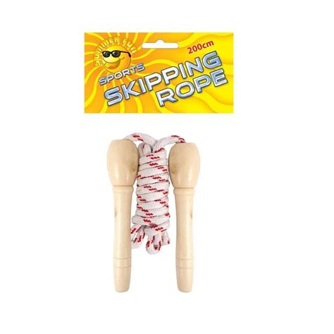 Children's Kids Wooden Handled Traditional Skipping Rope Outdoor Toy - The Home Fusion Company