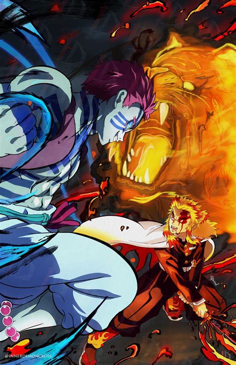 Rengoku Vs. Akaza art : r/KimetsuNoYaiba