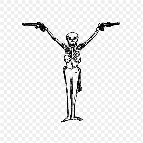 Drawing of a skeleton holding | Free PNG Sticker - rawpixel