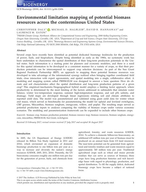 (PDF) Environmental Limitation Mapping of Potential Biomass Resources across the Conterminous ...