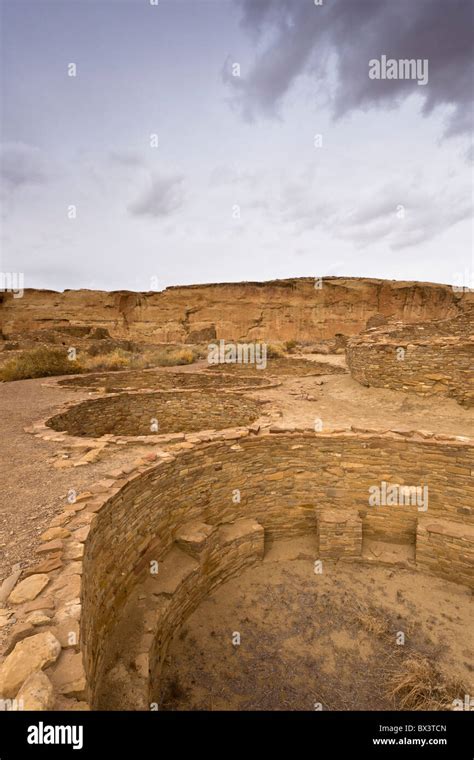 Kivas at Anasazi Great House of Chetro Ketl at The Chaco Culture ...