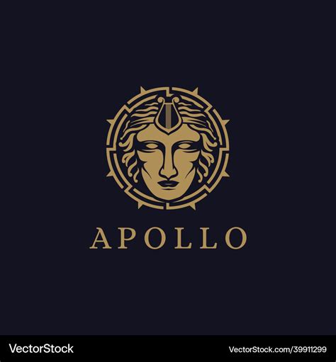 Sun and head of apollo god logo icon Royalty Free Vector