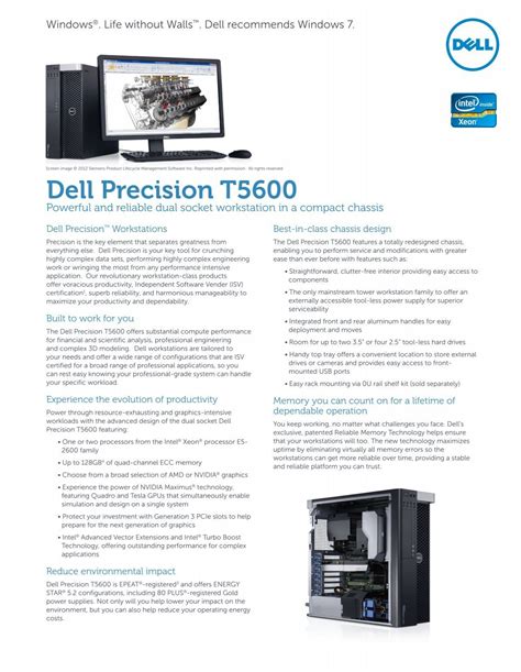 Dell Precision T5600 Spec Sheet