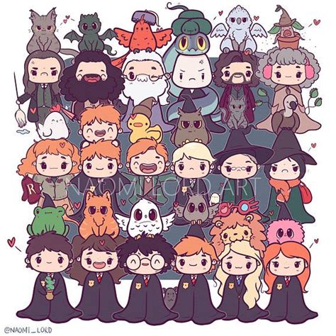 Chibis de HP impresión 8 x 8 o 6 x 6 Harry Potter Tumblr, Harry Potter ...