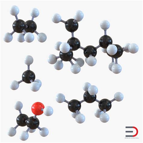 molecules set ethane 3d model