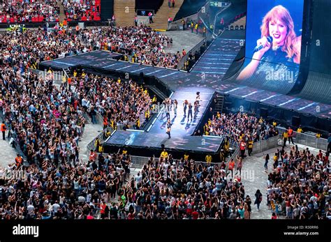 LONDON - JUN 23: Taylor Swift performs in concert at Wembley Stadium on ...