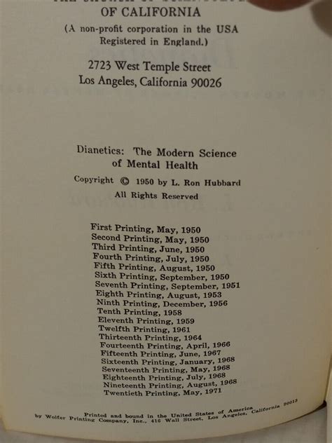 DIANETICS: L. RON. HUBBARD 1950 - FIRST EDITION/20TH PRINT BOOK - FREE ...