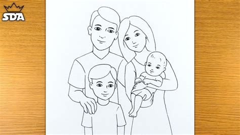 Family drawing easy||how to draw simple family||family with 4 members||family easy drawings ...