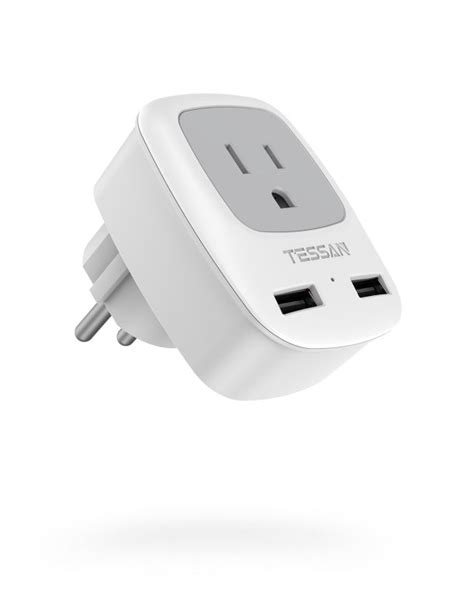 US To Germany/France Travel Plug Adapter with 1 Outlets 2 USB Ports(Ty