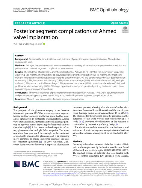 (PDF) Posterior segment complications of Ahmed valve implantation