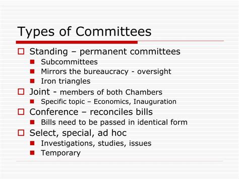 Types Of Committees In Congress