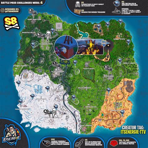 Fortnite Cheat Sheet Map For Season 8 Week 4 Challenges Struggling to complete the challenges ...