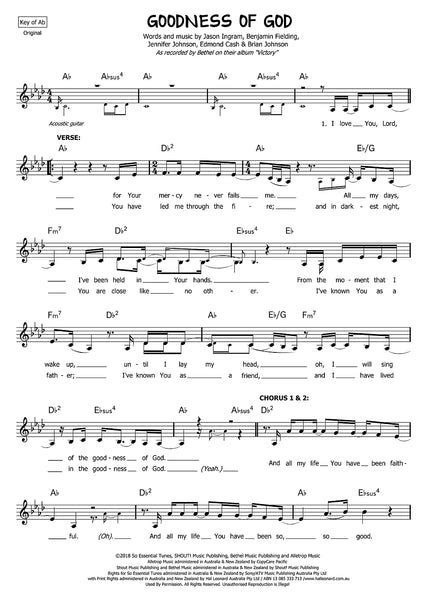 Goodness of God - Bethel | Victory | sheet music pdf – WorshipScores