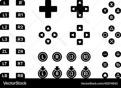 Game controller button set collection Royalty Free Vector