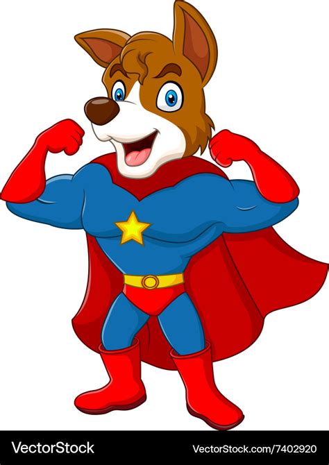 Cartoon superhero dog posing isolated Royalty Free Vector