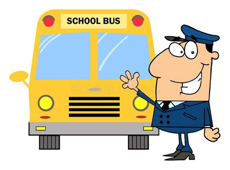 Driver In Front Of School Bus Royalty Free Stock Photography