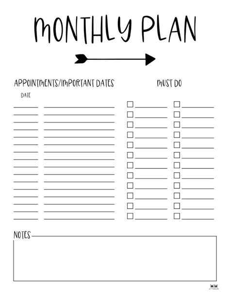 Monthly To Do Lists - FREE Printables | Printabulls