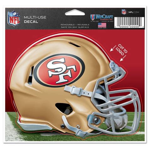 San Francisco 49ers Helmet 5" x 4" Multi Use Die Cut Decal Window, Car – Hub City Sports