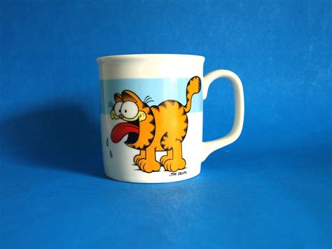 Garfield Drooling Cat Mug His Tongue is Out! - Vintage Retro 1978 Cartoon Jim Davis Comic Coffee ...