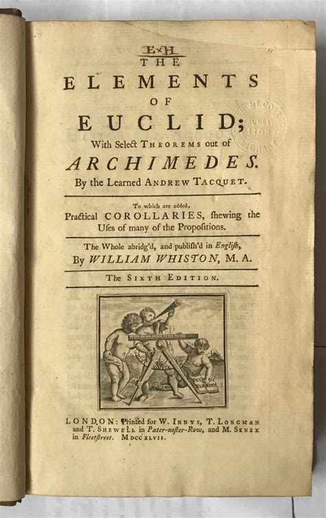 The Elements of Euclid; With Select Theorems out of Archimedes… de EUCLID: Very Good Hardcover ...