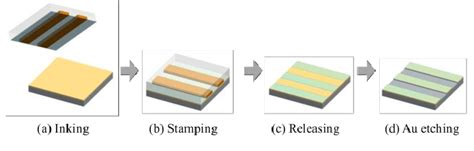 Schematic images of CP process using flat PDMS stamps with metal ...