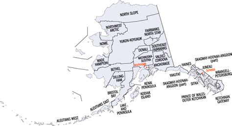 Alaska boroughs and census areas 1997-2007 - Outline of Alaska - Wikipedia Alaska Map, Alaska ...