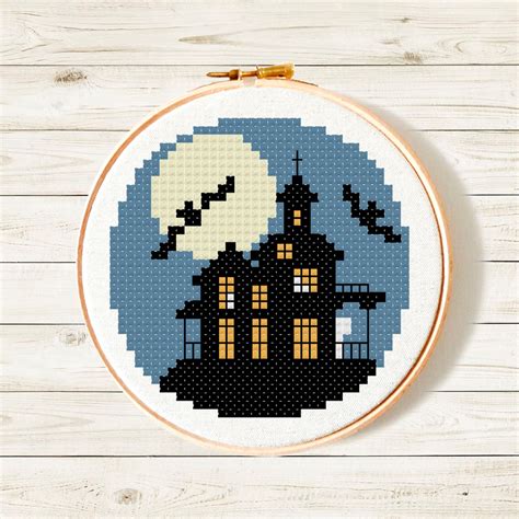 Haunted Mansion Cross Stitch Pattern Halloween Cross Stitch | Etsy