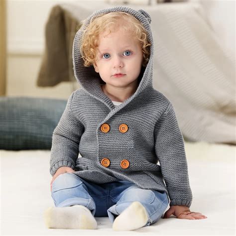 Winter Sweaters For Baby Girls Cardigans Autumn Hooded Newborn Boys ...