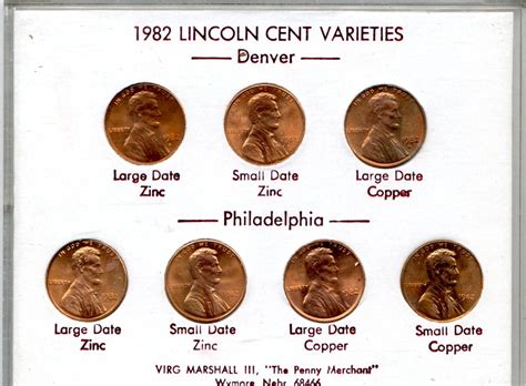 Lot - 1982 P-D Lincoln Cent Varieties By Virg Marshall III