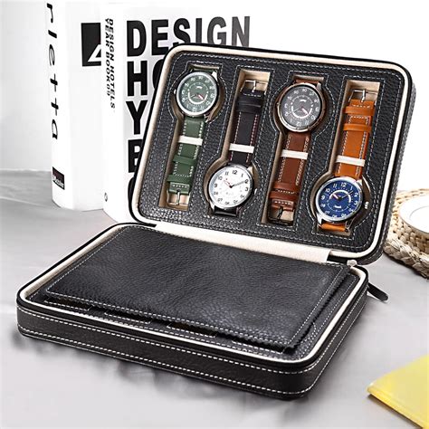 8 Grids PU Leather Watch Box Storage Showing Watches Display Storage ...