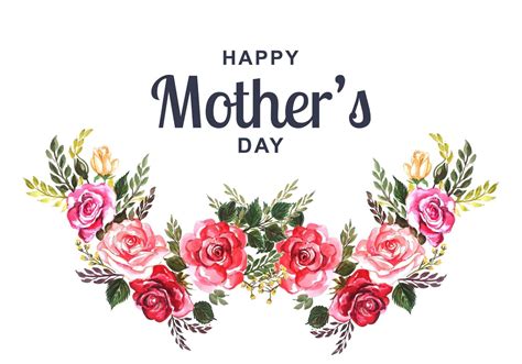 Mother's Day Card with Watercolor Flower Wreath 1047504 Vector Art at Vecteezy