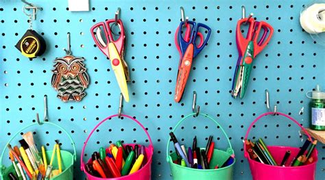 Craft Room Organization and Storage | Teal Pegboard