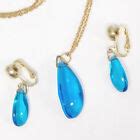 TWILIGHT TIME Blue Glass Pendant Necklace & Clip Earrings 1959 Sarah Coventry | eBay