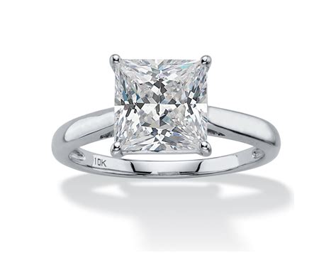 PalmBeach Jewelry - 2.12 TCW Princess-Cut White Cubic Zirconia Solitaire Bridal Engagement Ring ...