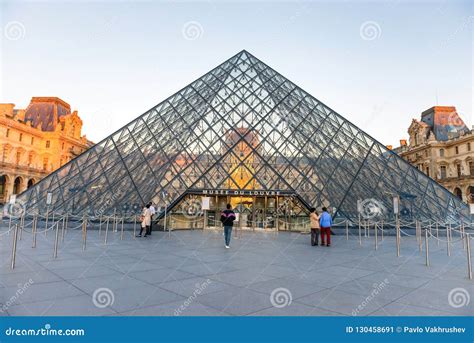 Louvre Museum With Landmark Entrance - Pyramid Editorial Photo ...