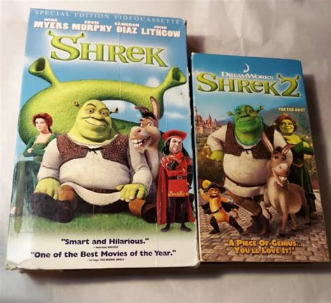 VHS SHREK 1 & 2 Movies Dreamworks Kids Cartoons Tested Plays Great EUR 16,48 - PicClick FR